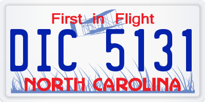 NC license plate DIC5131