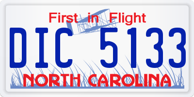 NC license plate DIC5133