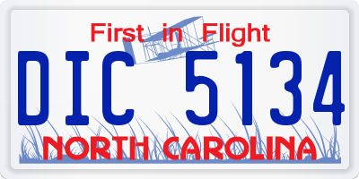 NC license plate DIC5134