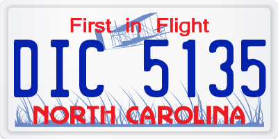 NC license plate DIC5135