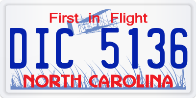 NC license plate DIC5136