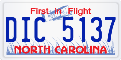 NC license plate DIC5137