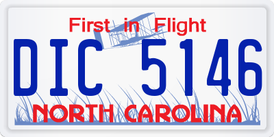 NC license plate DIC5146