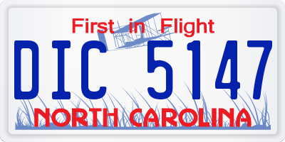 NC license plate DIC5147