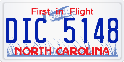 NC license plate DIC5148