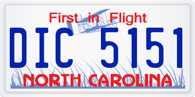 NC license plate DIC5151