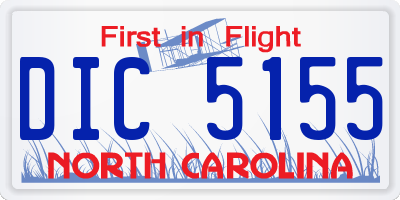 NC license plate DIC5155