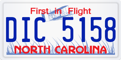 NC license plate DIC5158