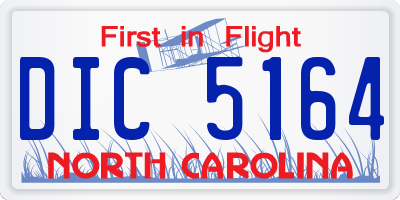 NC license plate DIC5164