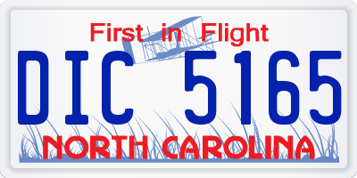 NC license plate DIC5165