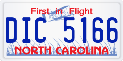 NC license plate DIC5166