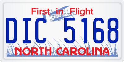 NC license plate DIC5168