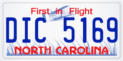 NC license plate DIC5169
