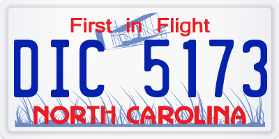 NC license plate DIC5173