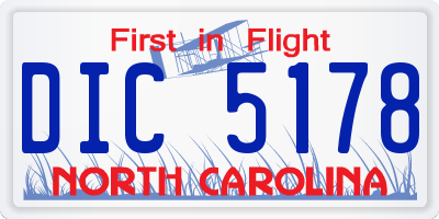 NC license plate DIC5178