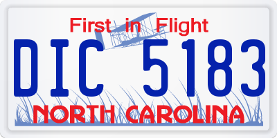 NC license plate DIC5183