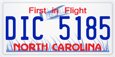 NC license plate DIC5185