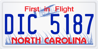 NC license plate DIC5187