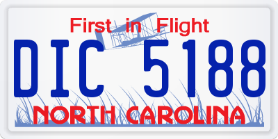 NC license plate DIC5188