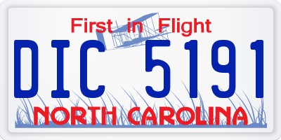 NC license plate DIC5191