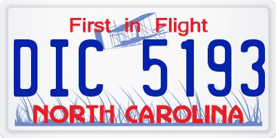 NC license plate DIC5193