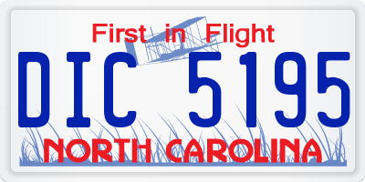 NC license plate DIC5195