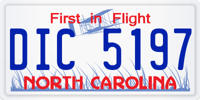 NC license plate DIC5197