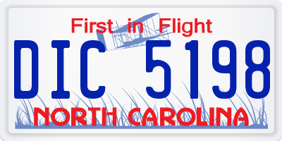NC license plate DIC5198