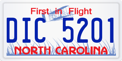 NC license plate DIC5201