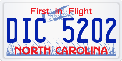 NC license plate DIC5202