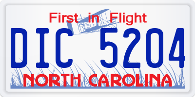 NC license plate DIC5204
