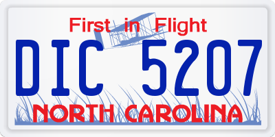 NC license plate DIC5207