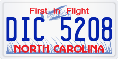 NC license plate DIC5208