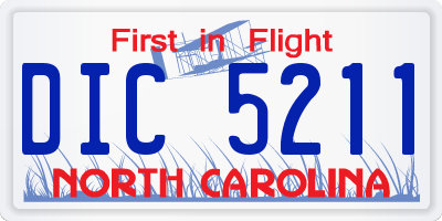 NC license plate DIC5211