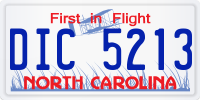 NC license plate DIC5213