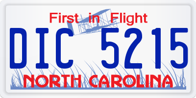 NC license plate DIC5215