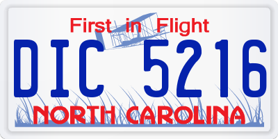 NC license plate DIC5216