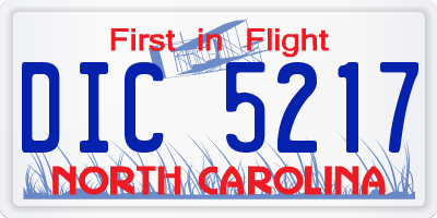 NC license plate DIC5217