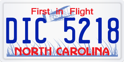 NC license plate DIC5218