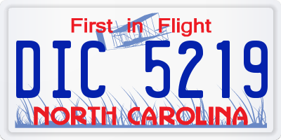 NC license plate DIC5219