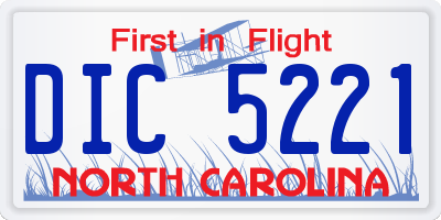 NC license plate DIC5221