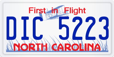 NC license plate DIC5223