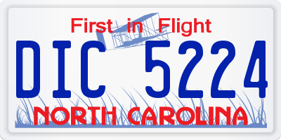 NC license plate DIC5224