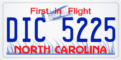 NC license plate DIC5225