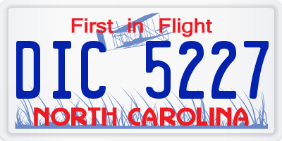 NC license plate DIC5227