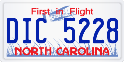 NC license plate DIC5228