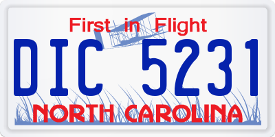 NC license plate DIC5231