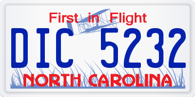 NC license plate DIC5232