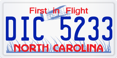 NC license plate DIC5233