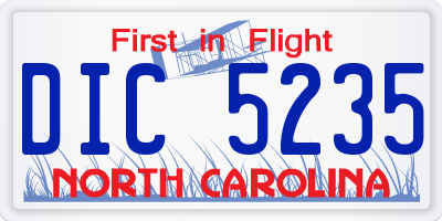 NC license plate DIC5235